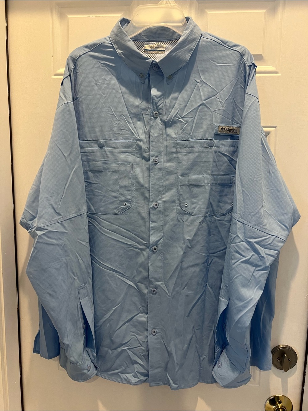 Columbia PFG Omni-Shade Men Size XL Light Blue Long Sleeve Vented Shirt # 865